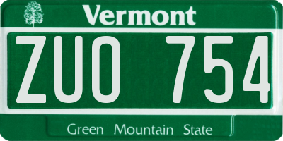 VT license plate ZUO754