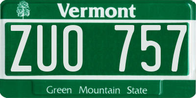 VT license plate ZUO757
