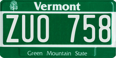 VT license plate ZUO758