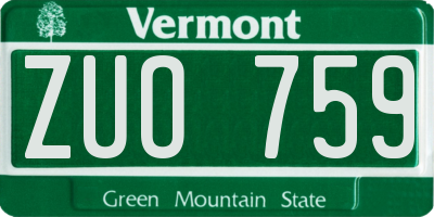 VT license plate ZUO759