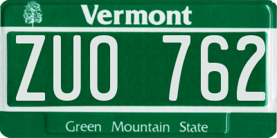 VT license plate ZUO762