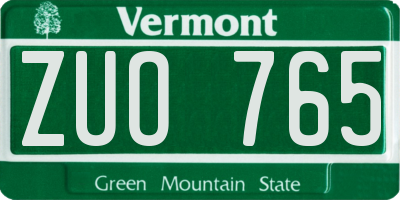 VT license plate ZUO765