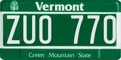 VT license plate ZUO770