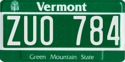 VT license plate ZUO784