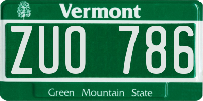 VT license plate ZUO786