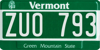 VT license plate ZUO793