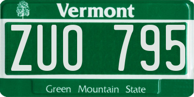 VT license plate ZUO795