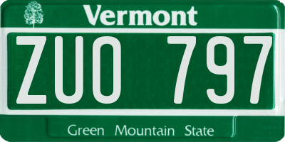 VT license plate ZUO797