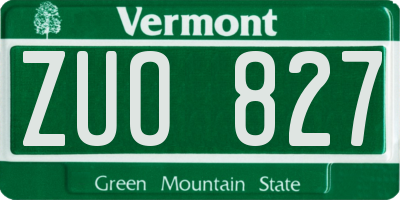 VT license plate ZUO827