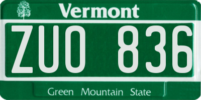 VT license plate ZUO836