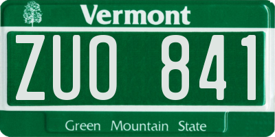 VT license plate ZUO841