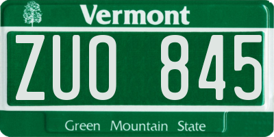 VT license plate ZUO845