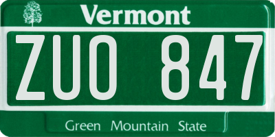 VT license plate ZUO847