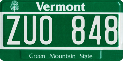VT license plate ZUO848