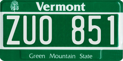 VT license plate ZUO851
