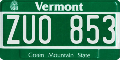 VT license plate ZUO853