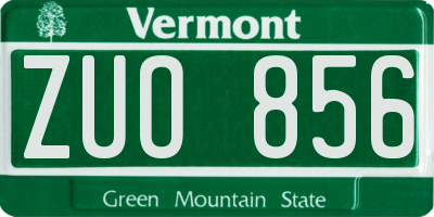 VT license plate ZUO856
