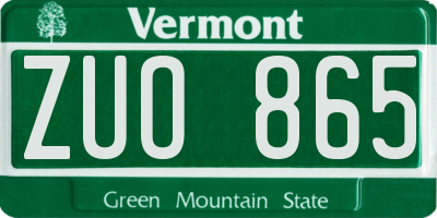 VT license plate ZUO865