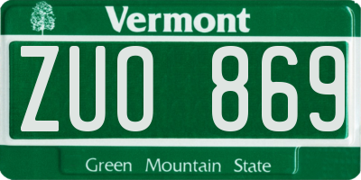 VT license plate ZUO869