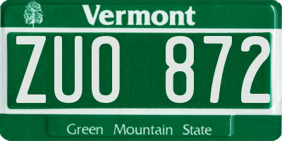 VT license plate ZUO872