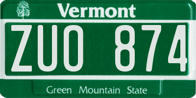 VT license plate ZUO874