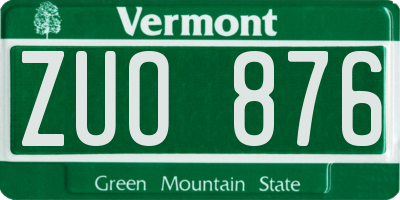 VT license plate ZUO876