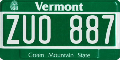 VT license plate ZUO887