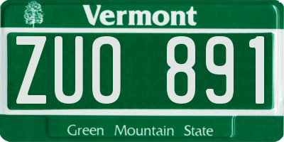 VT license plate ZUO891