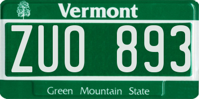 VT license plate ZUO893