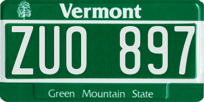 VT license plate ZUO897