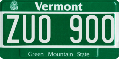 VT license plate ZUO900
