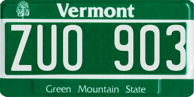VT license plate ZUO903