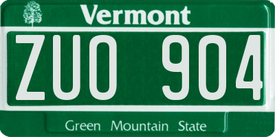 VT license plate ZUO904