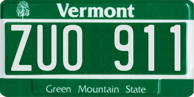 VT license plate ZUO911