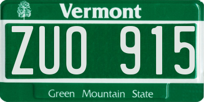 VT license plate ZUO915