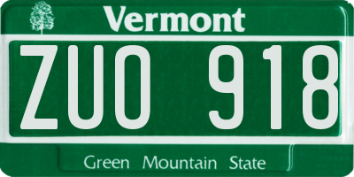 VT license plate ZUO918