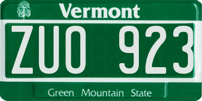 VT license plate ZUO923