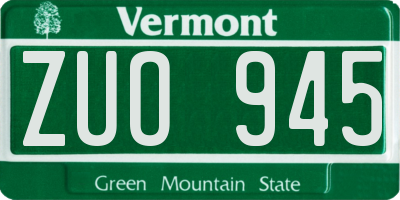 VT license plate ZUO945