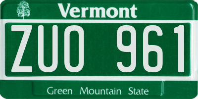 VT license plate ZUO961
