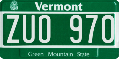 VT license plate ZUO970