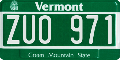 VT license plate ZUO971