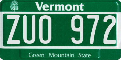 VT license plate ZUO972