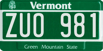 VT license plate ZUO981