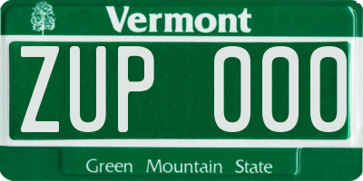 VT license plate ZUP000
