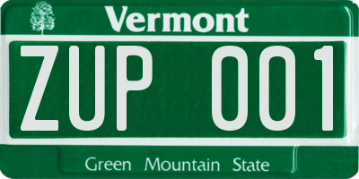 VT license plate ZUP001