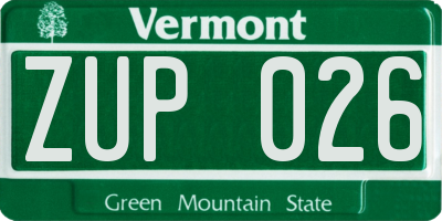 VT license plate ZUP026