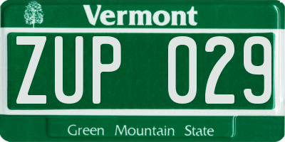 VT license plate ZUP029