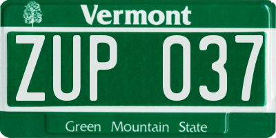 VT license plate ZUP037