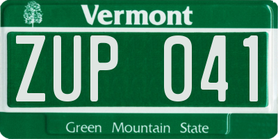 VT license plate ZUP041