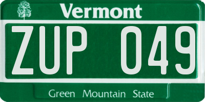 VT license plate ZUP049
